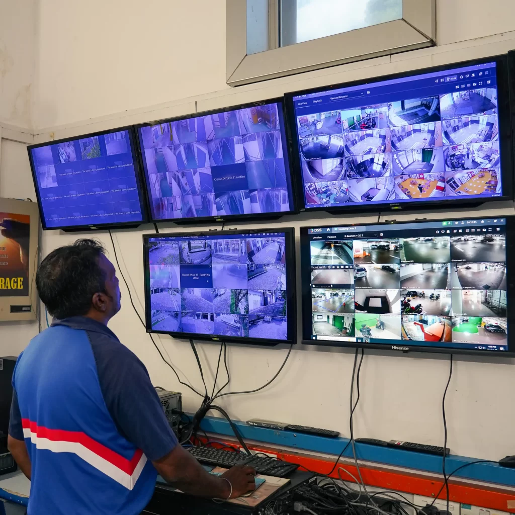 CCTV surveillance of the entire Singapore G building within the 24/7 manned security post for security and safety